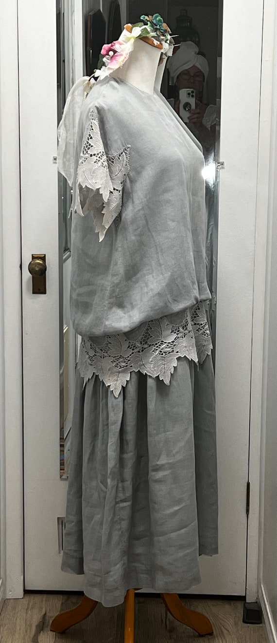 Victorian Dress Linen and Battenberg lace drop wa… - image 2