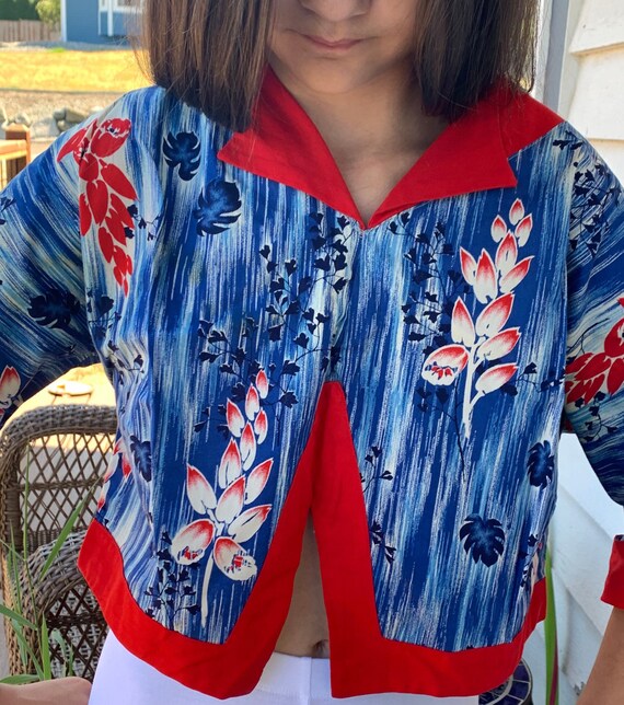 1950s Unique Hoaloha Hawaiian crop top halter top