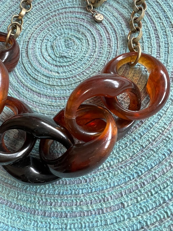 Vintage Chunky tortoise shell necklace chain faux