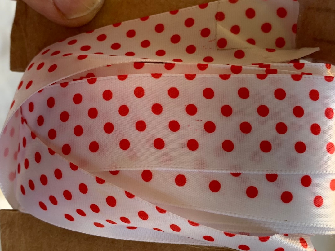 Grosgrain Ribbon Red N White Polka Dots Trim 14 Yards - Etsy