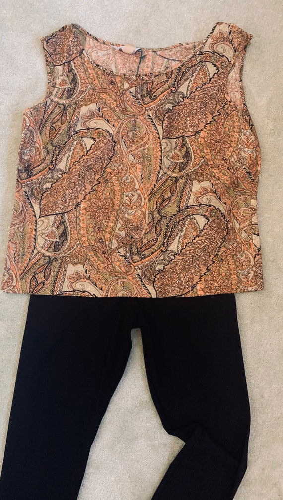 60s paisley lamé tank top orange green
