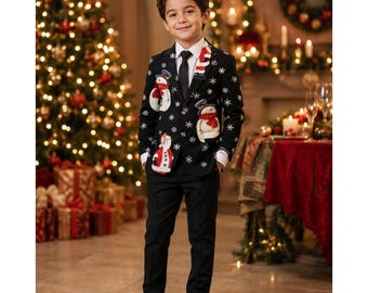 Boys Snowman Christmas Tuxedo Suit | Kids Festive Holiday Outfit