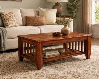 Massiver Teak Holz Couchtisch, Wohnzimmer Möbel.