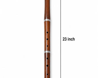 Handgemachte Holzflöte 23 Zoll mit Koffer / Traditionelles Holzblasinstrument / Volksmusik-Dekor / Geschenk für Musikliebhaber / Naturholzflöte.