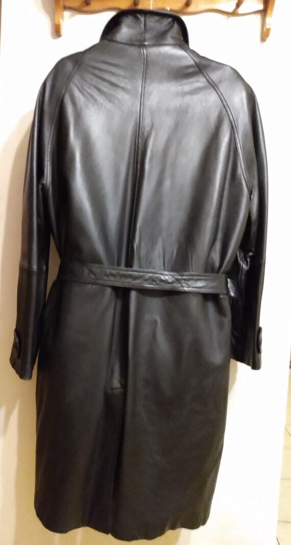 Mens XL DANIER Leather Trench Coat Black 48 50 Supers… - Gem