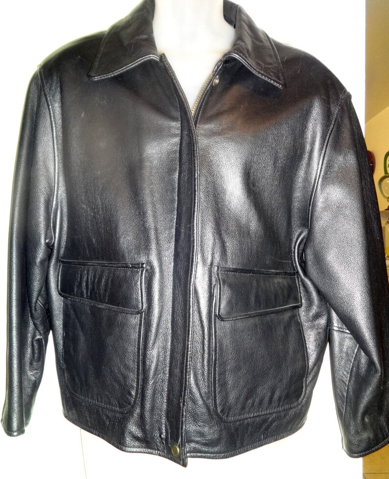 Danier Canada Mens 42s Large Leather Jacket Coat Short Er Black Mint Zip L Cowhide Free Scarf Upon Request