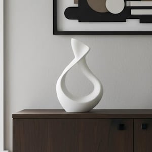 Modern Ribbon Twist Sculpture – Abstract Infinity Loop Desk Accent – Tabletop Shelf Decor
