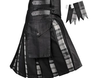 Kilt ibridi da uomo, kilt scozzese tradizionale con passamaneria