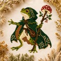 Wizard Frog Cross Stitch PDF | Magic Toad Mushroom Staff Goblincore Fantasy Counted Embroidery Whimsical Cottagecore Needlework