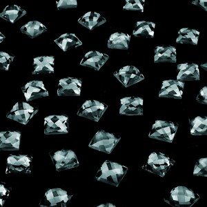 Lab created blue topaz, square cabochon,square gemstone,faceted cabochon,faceted square topaz,October birthstone - AA Quality