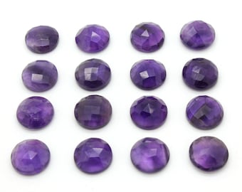 AA Amethyst faceted round cabochon,round gemstone,gemstone cabochon,faceted gemstone,purple gemstone,birthstones - 1 stone