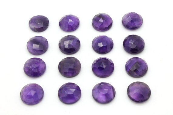 AA Amethyst faceted round cabochon,round gemstone,gemstone cabochon,faceted gemstone,purple gemstone,birthstones - 1 stone