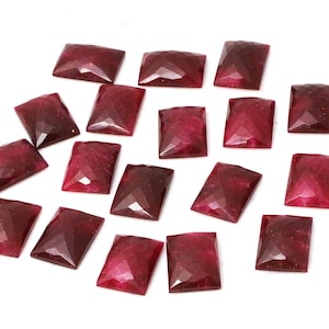 Ruby cabochon,rectangle cabochon,faceted cabochon,red ruby gemstone,gemstone cabochon,dyed ruby,dark red stone - AA Quality