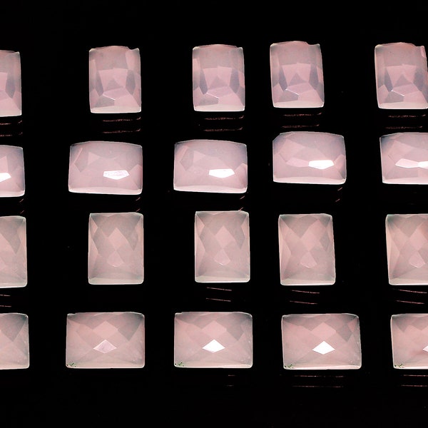 CLEARANCE SALE - natural pink chalcedony,rectangular cabochon,facet checkercut quartz,large cabochon,gemstone cabochon,wholesale chalcedony