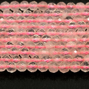 Tiny 3mm rose quartz beads,faceted beads,small beads,delicate beads,pink gemstone beads,pink quartz beads - 16&quot; Full Strand
