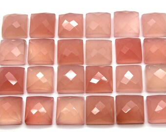 Unique square cabochon,fine cabochons,chalcedony cabochon,pink gemstone cabochons,12mm cabochon,semiprecious gemstone - AA Quality
