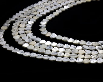 Heart beads,howlite beads,white beads,gemstone beads,unique beads,symbol beads,heart stone beads,10mm beads - 16" Strand