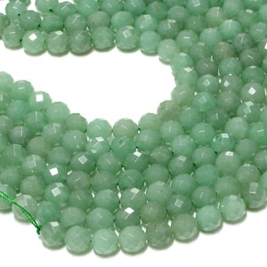 Green aventurine round beads,faceted beads,wholesale beads,jewelry making beads,green stone beads,natural beads - 16" Full Strand
