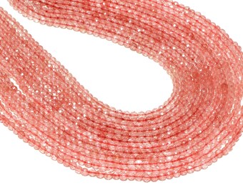 small red quartz beads,cherry quartz beads,gemstone beads,faceted beads,unique beads,birthday gift diy,diy kit,supplies - 16" Full Strand