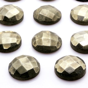 Large faceted cabochon,pyrite cabochons,faceted pyrite,grey pyrite cab,gemstone wholesale bulk,lot gemstones for sale,calibrated gems AA
