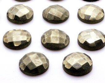Großes facettiertes Cabochon,Pyrit Cabochon,facettierter Pyrit,grauer Pyrit Cabochon,Edelstein Grosshandel, lose Edelsteine zu verkaufen, kalibrierte Edelsteine AA
