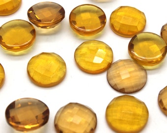 16mm Citrine faceted cabochons,round cabochons,gemstone cabochons,faceted gemstones,wholesale supplies - AA Quality - 1 Stone