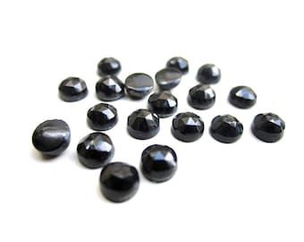 Black onyx cabochons,faceted cabochons,gemstone cabochons,black cabochons,onyx gemstones,small 4mm cabs, AA Quality