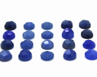 GCF-1183 - Blue Onyx Faceted Cabochon - Round 6mm - Gemstone Cabochon - AA Quality - Package Of 4 Pcs