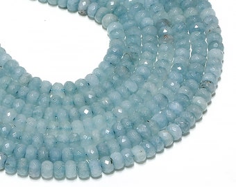 Perles aigue-marine, pierre de naissance de mars, aigue-marine naturelle, rondelles à facettes, perles à facettes, perles de pierres précieuses, perles naturelles, perles rondelles aigue-marine