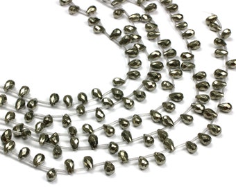 small drop beads,briolette beads,gemstone beads,faceted beads,jewelry beads,pyrite beads,pyrite stone bead,wholesale beads - 16" Full Strand