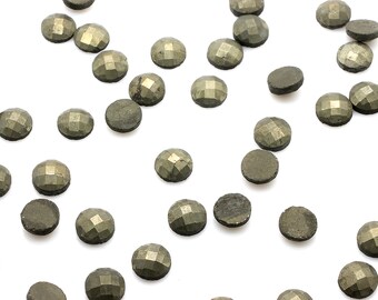 Kleine Pyrit Cabochons,opyrit Cabochons,grauer Pyrit Stein,facettierte Edelsteine,4 mm Cabochon - AA Qualität