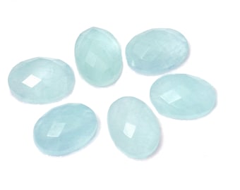 CLEARANCE SALE - Aqua chalcedony oval cabochon,faceted cabochon,blue gem,rose cut chalcedony,oval gemstone,gemstone wholesale - AA Quality