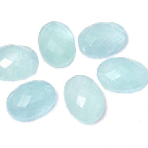 CLEARANCE SALE - Aqua chalcedony oval cabochon,faceted cabochon,blue gem,rose cut chalcedony,oval gemstone,gemstone wholesale - AA Quality