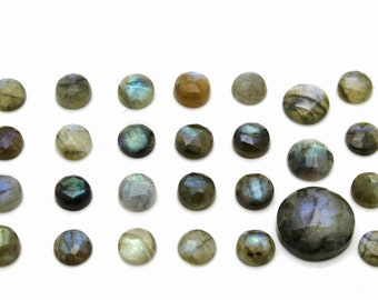 Unique Labradorite faceted cabochon,gemstone cabochons wholesale,round faceted cabochons,blue labradorite all sizes - AA Quality
