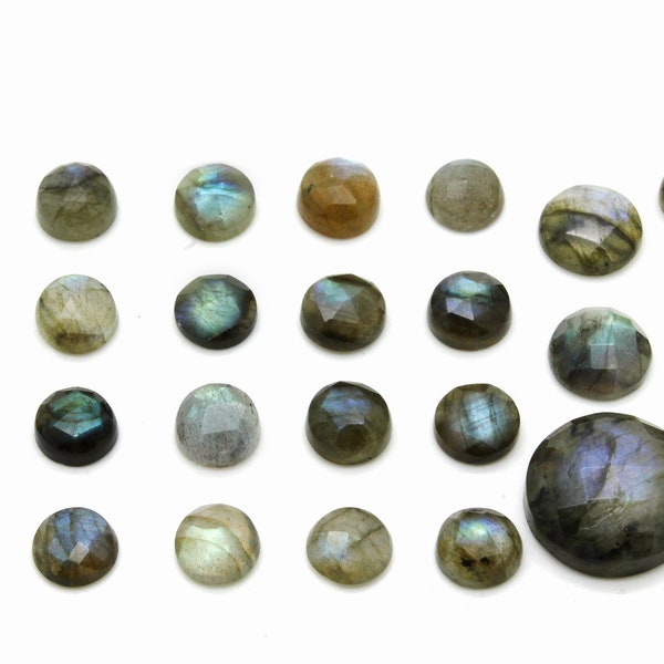 Unique Labradorite faceted cabochon,gemstone cabochons wholesale,round faceted cabochons,blue labradorite all sizes - AA Quality