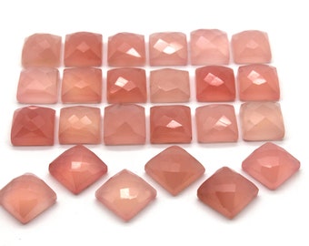 Square cabochon,pink cabochon,chalcedony cabochon,gemstone cabochon,wholesale cabochons,jewelry making supplies - AA Quality