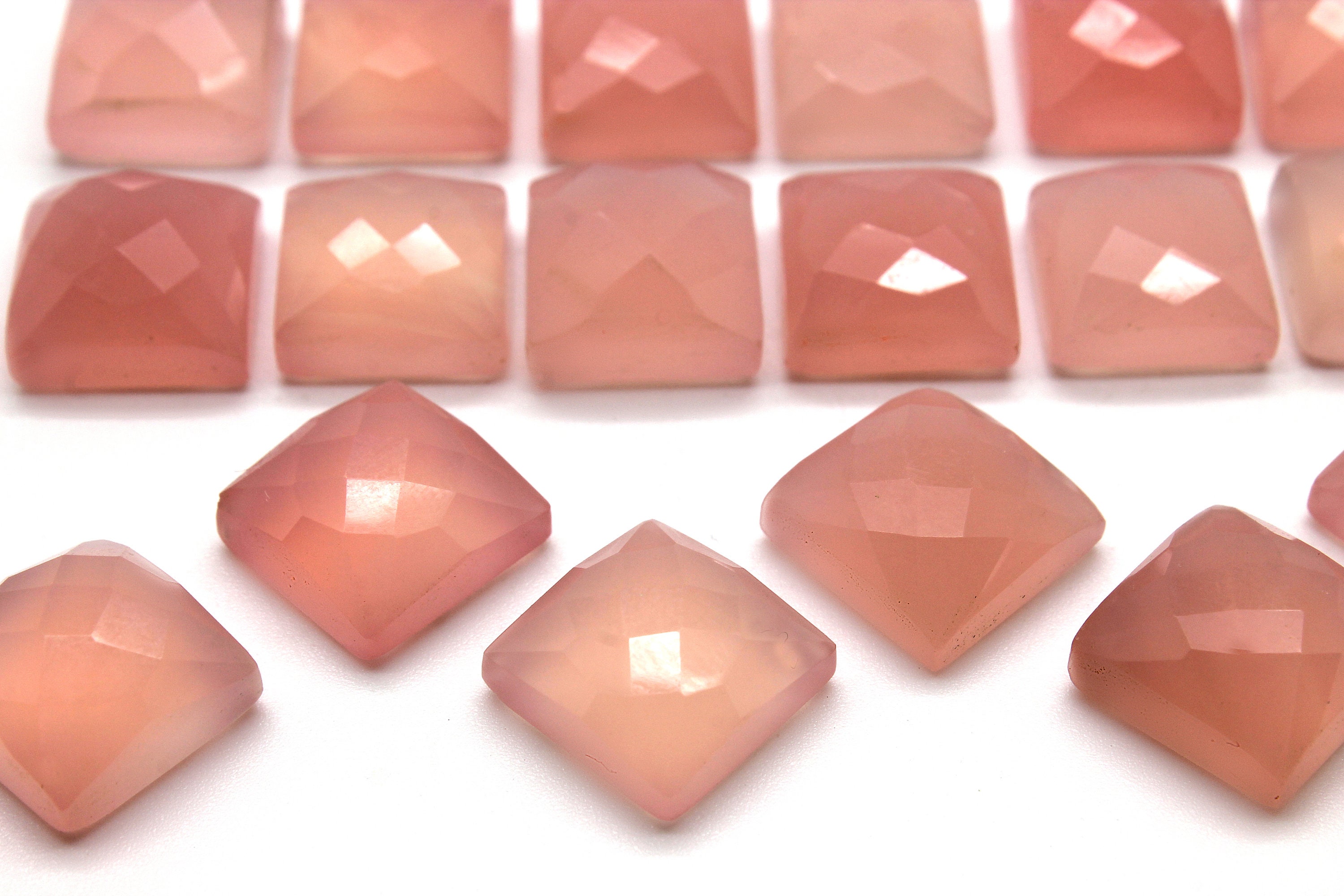 Pink Chalcedony cabochon,pink cabochon,pink gemstone,gemstone cabochon,square cabochon,faceted cabochon,semiprecious cabochon - AA Quality