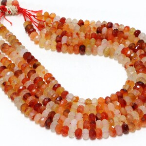 GU-2545-2 - Natural Carnelian Faceted Rondelle Beads - 5x8mm - Gemstone Beads - 16&quot; Full Strand