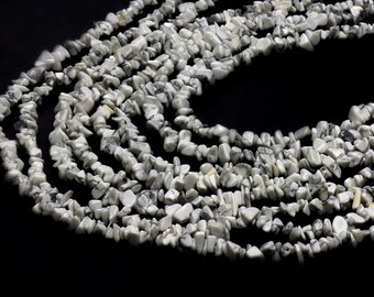 Howlite chips,chip beads,white beads,diy beads,simple raw beads,unpolished beads,jewelry supplies,jewelry making,howlite beads - 32" Strand