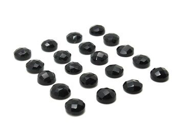 Round faceted cabochons,gemstones cabochons,onyx cabochons,black cabochons,faceted stones,rose cut gemstones,black onyx,AA Quality