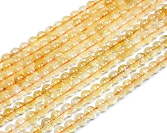 Yellow orange Citrine beads,semiprecious loose beads,gemstone beads,round beads,8mm beads,natural beads,non treated beads - 16" Full Strand