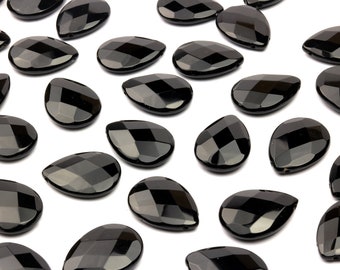 CLEARANCE SALE - Black onyx faceted drops,side drilled drops,black drops,black beads,onyx gemstone beads,large teardrop beads,faceted beads