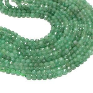 Green Aventurine Faceted Round Beads,faceted beads,round loose beads,Gemstone Beads,green beads,AA Quality - 16&quot; Full Strand