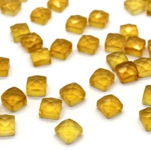 Square Citrine faceted cabochons,square cabochons,square gemstones,Citrine gemstone,gemstone lot,loose stones - AA Quality - 1 Stone