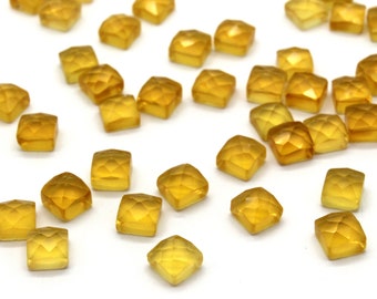 Square Citrine faceted cabochons,square cabochons,square gemstones,Citrine gemstone,gemstone lot,loose stones - AA Quality - 1 Stone