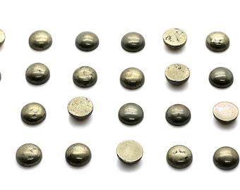 Natuurlijke pyrietcabochon: ronde grijze edelsteen (8-16 mm)