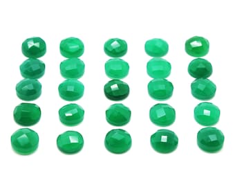 Green onyx cabochon,faceted cabochon,round cabochon,emerald cabochon,green gemstone,semiprecious cabochons - AA Quality