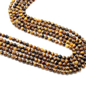 Small beads,tiger eye beads,3mm beads,gemstone beads,faceted beads,round beads,semiprecious beads,strand beads, AA Quality - 16&quot; Strand