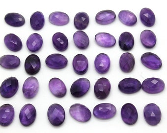 Amethyst cabochon,faceted cabochon,faceted gemstone,oval gemstone,oval stone,purple stone - 10x14mm - 1 Stone