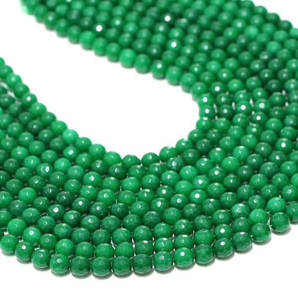 CLEARANCE SALE - Faceted round jade beads,green jade,emerald beads,ball beads,diy supplies,clearance beads,wholesale beads - 16" Full Strand